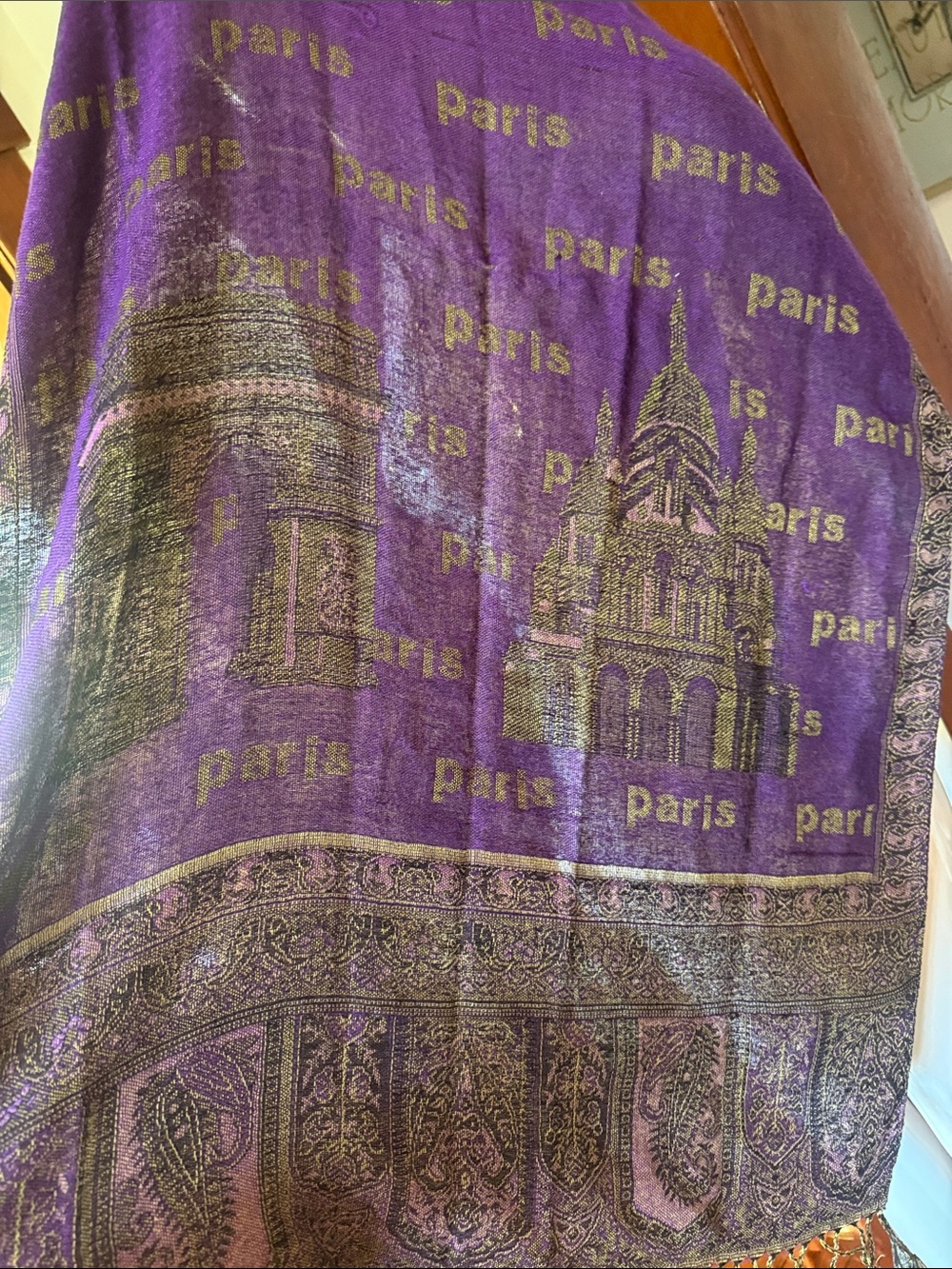 Purple 'Paris' Woven Scarf Shawl long and thick made of viscose - Picture 2 of 4